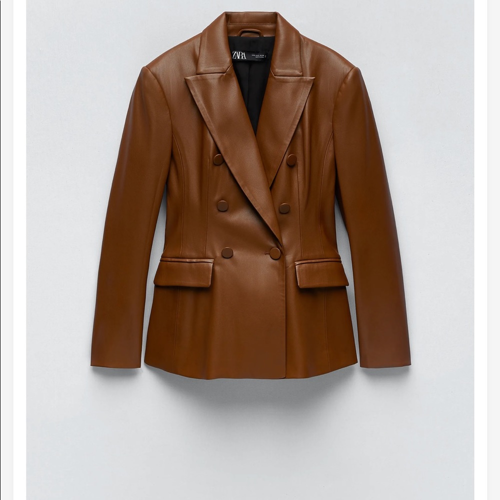 Zara faux leather blazer - Brown XL